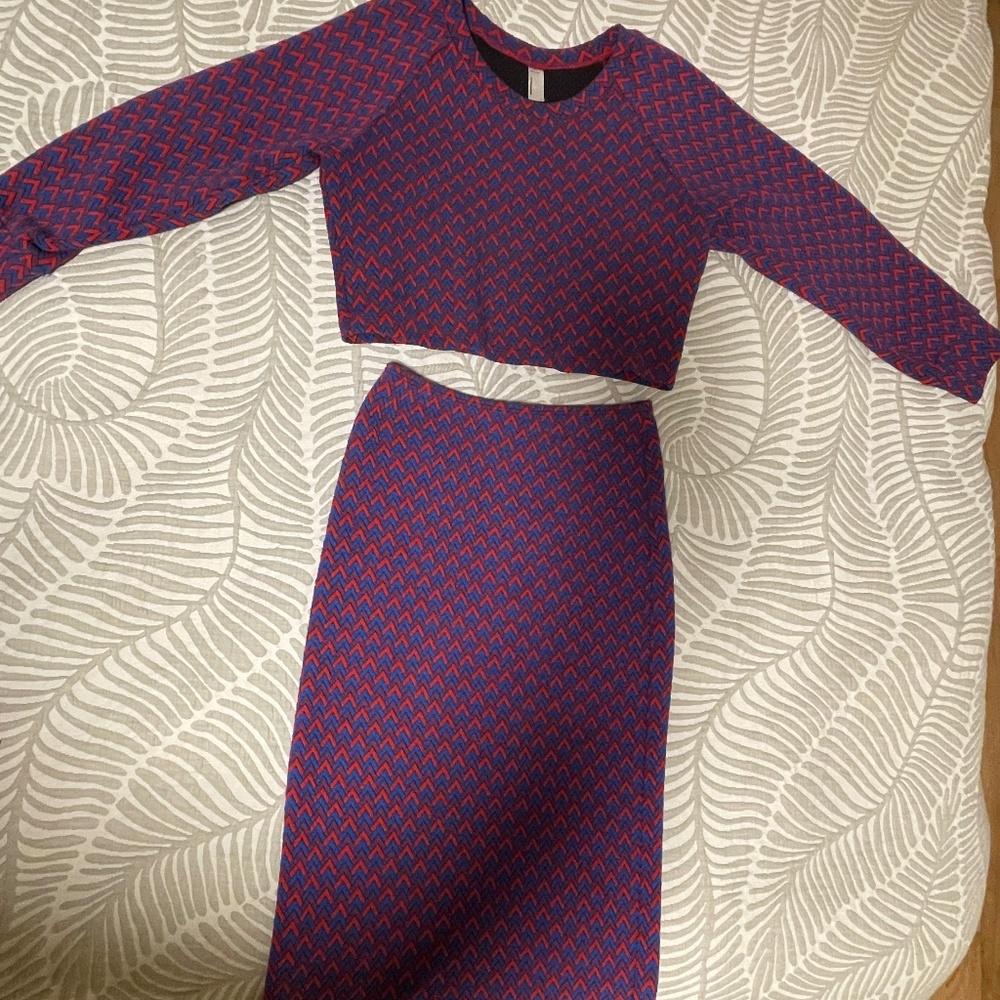 American Apparel Two Piece skirt set - Multicolored blue, violet and red
